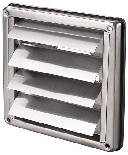 Griglia di ventilazione in acciaio inox, rettangolare, con lamelle mobili, raccordo per tubi DN 100 - 125 - 150 - 200 mm, griglia di scarico, Argento