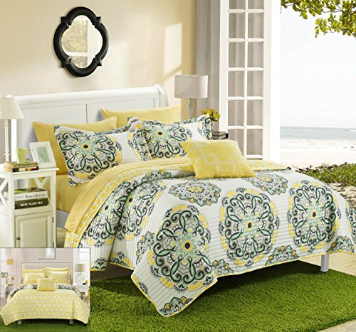 Chic Home Barcelona Wendebettwäsche-Set Modern Quilt - Full/Queen gelb