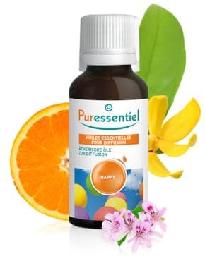 Puressentiel - Huiles Essentielles pour Diffusion - Diffuse Happy - 100 pourcent pures et naturelles - Libère un parfum floral et sucré - 30 ml