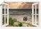 ARTland Wanddeko Poster & Kunstdrucke Wandposter 100x70 cm Fensterblick Fenster Strand Düne Meer Maritim Strandkorb Küste Insel T6AM