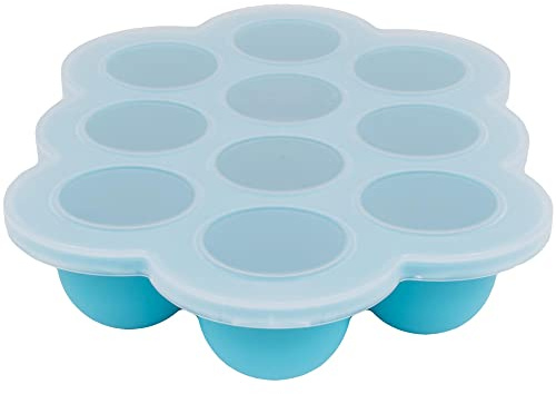 WeeSprout Silicone Freezer Tray with Clip on Lid Perfect Food Storage Container for Homemade Baby Food, Vegetable, Fruit Purees, and Breast Milk (Bright Blue, Ten 1.5 Ounce Sections)