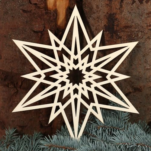 Stern Fensterbilder - Deko aus Holz und Acrylglas für Weihnachten, Weihnachtsschmuck:Holzstern 2