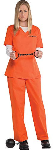 amscan (PKT) (845522-55) Adult Ladies Orange Inmate Costume (UK 12-14)