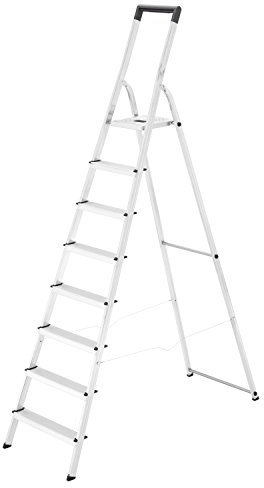 Hailo 8140-807 L40 Safety Ladder, 8 Steps, with Bucket Hook for Enhanced Safety, Made in Germany