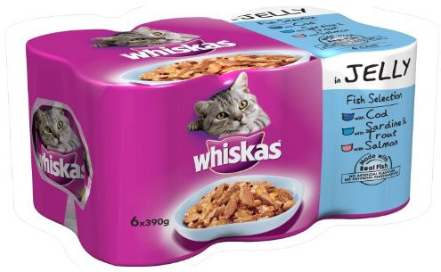 Whiskas Fish in Jelly 6 x 390 g (Pack of 4, Total 24 Cans)