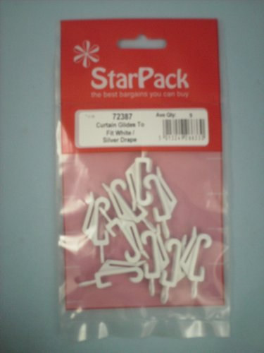 Star Pack 8 Curtain Glider to FIT White & Silver Drape