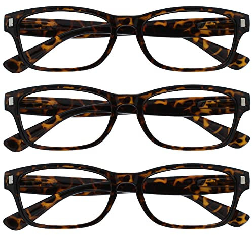 UV Reader Brown Tortoiseshell Reading Glasses Value 3 Pack Mens Womens Spring Hinges UVR3PK010 +1.50