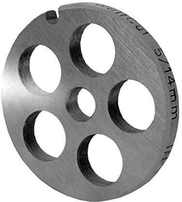 Wolfcut INOX Fleischwolfscheibe Gr. 5-14,0 mm Bohrungen – Kompatibel/Ersatz mit alle gängigen Fleischwölfe Größe 5 – z.B.: Bosch MUM4/MUM5 - Alexanderwerk Größe 5 – Jupiter Größe 5 und viele mehr.