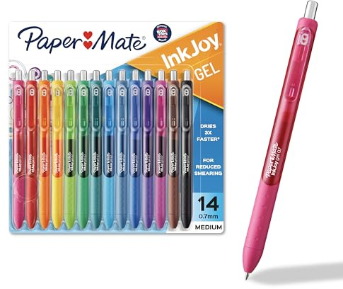 Paper Mate InkJoy Gel Pens, Assorted, Medium Point (0.7mm), 14 Count - Smooth Writing, Back to School, Teacher Supplies, Journaling, Note-Taking, Doodling