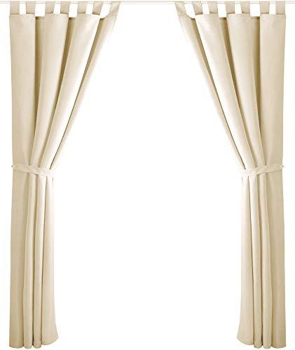 Bestlivings 2er Set Dekoschal mit Schlaufe, inkl. Raffhalter & Haken, beige in 140x245 cm
