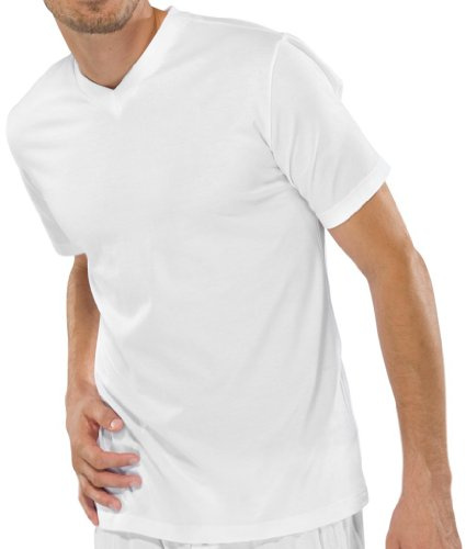 Schiesser 2 Stück American T-Shirt V-Ausschnitt Herren T-Shirt V-Neck - Schwarz
