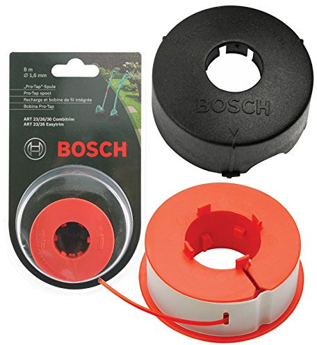 Genuine Bosch ART 23F 23G 23GF 23GFS 23GFSV Strimmer/Grass Trimmer Pro-Tap Automatic Spool Line + Cover (8m, F016L71088 + F016800175)