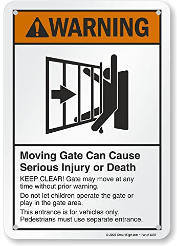 SmartSignWarning - Moving Gate Can Cause Injury Or Death Sign | 7 x 10 Aluminum