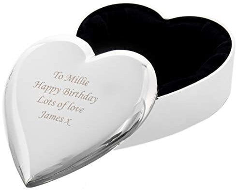 Personalised Silver Plated Trinket Jewellery Box; Valentines Gift Engraved Free