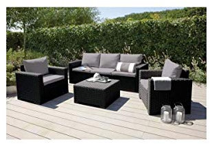 Allibert Jardin California Gartenmöbel-Sitzgruppe, Rattan-Optik, 5 Stück