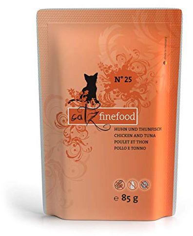 catz finefood N° 25 Huhn & Thunfisch Feinkost Katzenfutter nass, verfeinert mit Kürbis & Hagebutte, 8 x 85g Beutel