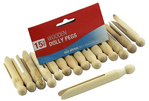 15 Wooden Washing Dolly Line Pegs Traditional Hanging Clothes Garden Laundry Peg