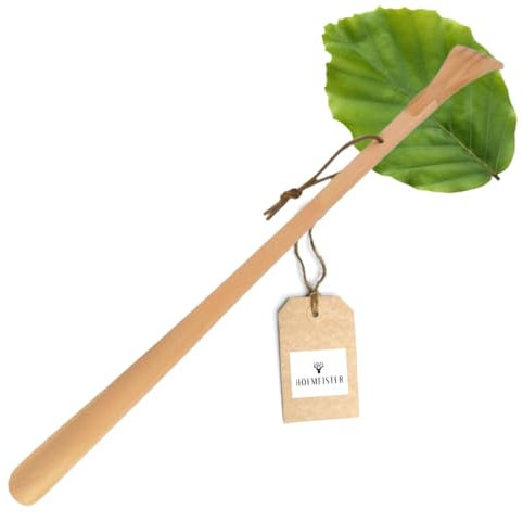 HOFMEISTER® Schuhlöffel mit Kratzhand aus Holz, erspart lästiges Bücken, Stiefel schnell An- & Ausziehen, Stabiler Schuhanzieher & Rückenkratzer, auch für Senioren & Schwangere
