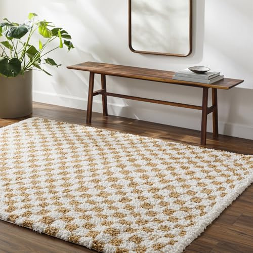 Livabliss Kittu Burgas Shaggy Rug, Living Room – 200x275 cm, Ivory & Tan