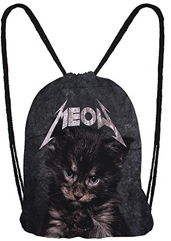 Hanessa Jutebeutel mit Katzen Tier Aufdruck Sportbeutel Tüte Rucksack Beutel Tasche Gym Bag Gymsack Hipster Fashion Sport-Tasche Einkaufs-Tasche Baby Katze