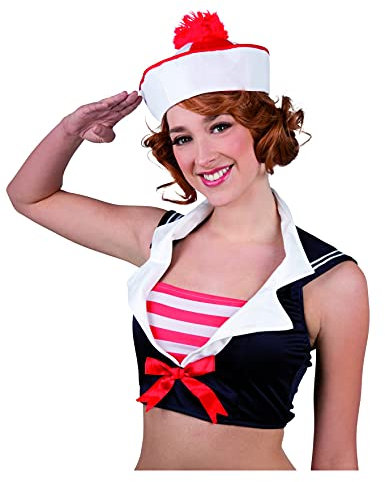Boland 95805 - Mütze Marine, rot-weiß, Seefahrer-Hut, Matrose, Clown, Kopfbedeckung, Kostüm, Karneval, Mottoparty