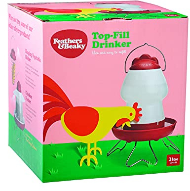 Feathers & Beaky | Top-Fill Chicken Drinker with Anti Tip Feature | Durable design (2 Litre capacity)