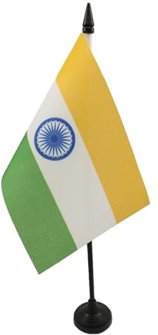AZ FLAG - Tischflagge Indien - 15x10 cm - Indische Tischfahne 10 x 15 Cm - Flaggen