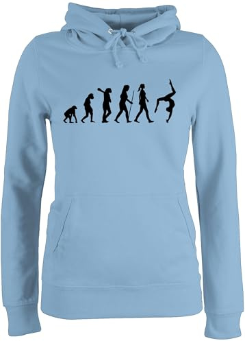 Pullover Damen Hoodie Frauen - Entwicklung und Outfit - Evolution Turnen - M - Hellblau - pulli sport turn hoodies turner kapuzenpulli turnerin hoddie zu kapuzenpullover puli hoody mädchen frau