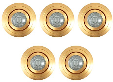 LITECRAFT Recessed Downlight IP65 Rated Tiltable Spotlight - (Satin Brass, Pack of 5)