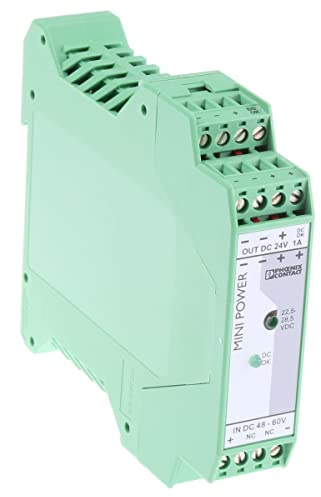 PHOENIX CONTACT MINI-PS-48-60DC/24DC/1 Primary Clocked Mini DC/DC Converter for DIN Rail Mounting, 48-60V DC Input, 24V DC/1A Output