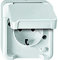 Schneider Electric Merten Schuko-Steckdose mit Klappdeckel, 2-polig+E, Aufputz, Berührungsschutz, Aquastar, IP44, polarweiss, Artikelnummer MEG2300-8019