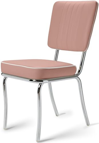 Bel Air Küchenstuhl 2-er Set Esszimmerstuhl Dinerstuhl Bürostühle 50er Jahre Stuhl Diner Stühle (Dusty Rose)