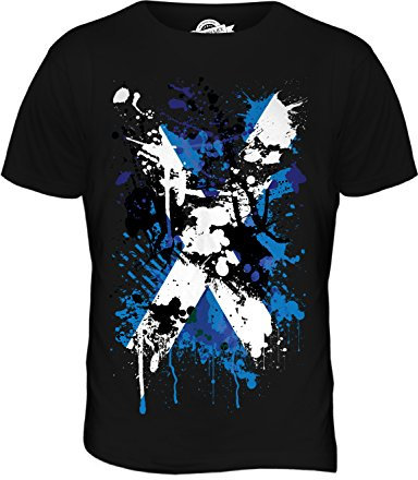 Candymix - Scotland St. Andrew Abstract Flag Print - Mens T Shirt Top T-Shirt, Size 3X-Large, Colour Black
