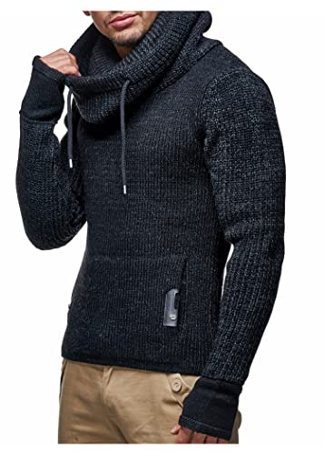 Leif Nelson Herren Strickpullover mit Kragen/Hochwertiger Winterpullover im Regular Fit Schnitt, ideal für Casual-Looks, in vielfältigen Größen und Farben verfügbar