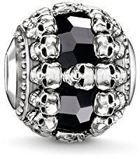 Thomas Sabo Femmes Hommes-Bead Têtes De Mort Noires Karma Beads Argent Sterling 925 noirci Onyx K0241-698-11