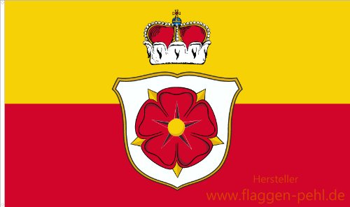 Lippe Lippische Rose mit Krone Fahne 90 x 150 cm Flagge.