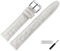 MARBURGER Uhrenarmband 14mm Leder Weiss Silber Kroko (Caiman) Prägung Mit Naht - Montage Set 5291420000120