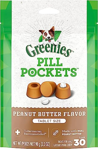 Greenies Pill Pockets Treats for Dogs, 9.6 Ounces, Real Peanut Butter Flavor