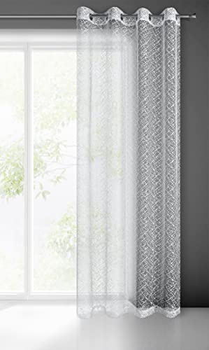 Eurofirany Gardine Vorhang Transparent aus unregelmäßigem Netz mit Ösen - 1 STK. Fischnetz Durchsichtig Schlafzimmer Wohnzimmer Lounge