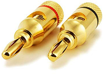 Monoprice Bananenstecker für Lautsprecher, 24 Karat vergoldet, offene Schraube (1 Paar)