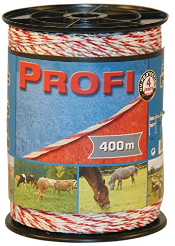 Kerbl Profi Weidezaunlitze 9x0,30 TriC, 400m, weiß/rot