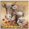 ARTLAND Wanddeko Leinwand Bilder Wandbild 70x70 cm Kuh Tiere Blumen Wiese Shabby Chic Landhaus Malerei Ocker T4IP