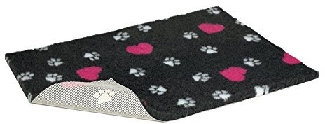 Vetbed Lit antidérapant avec cœurs et empreintes de pieds, 66 x 51 cm, gris anthracite