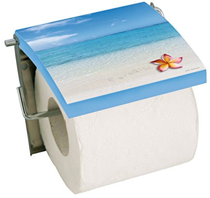 MSV Toilettenpapierhalter, MDF (Mitteldichte Holzfaserplatte), Edelstahl rostfrei, Blau