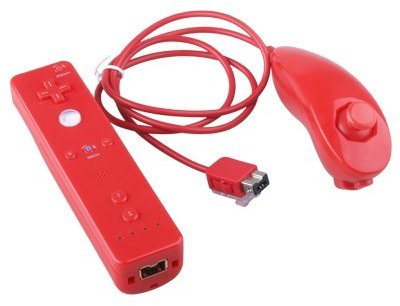 MANDOS Wii Remote NUNCHUK Color DE Rojo Juegos EN CASA