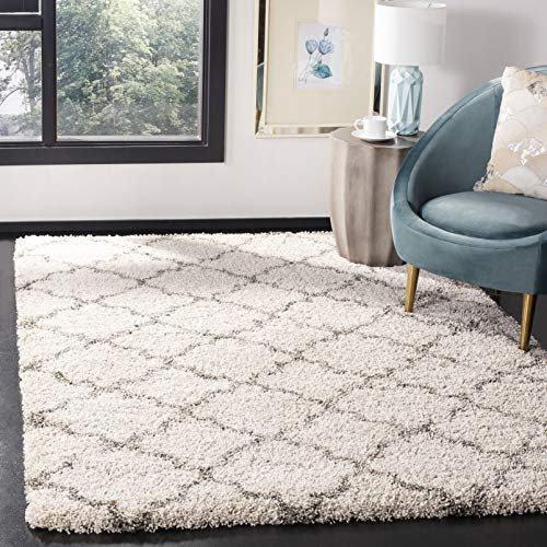 SAFAVIEH Hudson Shag Rug 6x9, Plush Trellis Ivory & Grey SGH282A