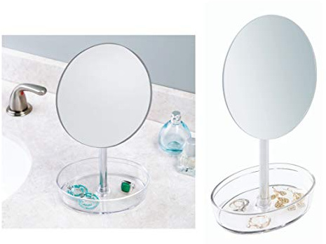 InterDesign iDesign 09562EU Freistehender Schminkspiegel für Badezimmer Ablage, 13,97 x 15,24 x 28,57 cm, transparent, Metal/Glass/Plastik