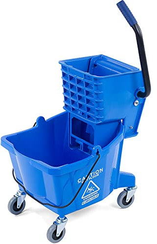 CFS - Cubo de plástico para fregona comercial con prensa lateral, 26 cuartos de galón, color azul