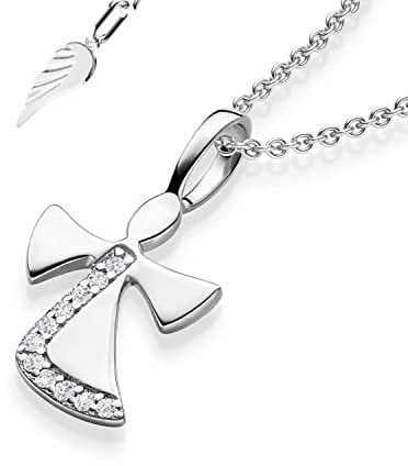 Schutzengel Kette Silber 925 Mädchen | Engel-Anhänger Halskette | Kinder-Schmuck Erst-Kommunion Tauf-Geschenk Kommunionsgeschenk Konfirmation Firmung Geburt Taufe | Silberkette Kinderkette Taufkette