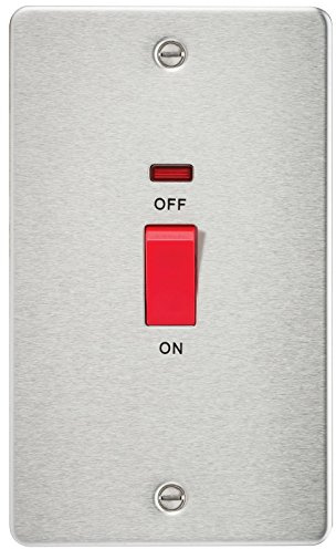 Knightsbridge FP8332NBC FPAV8332NBC Flat Plate 45A 2G Dp Switch with Neon-Brushed Chrome